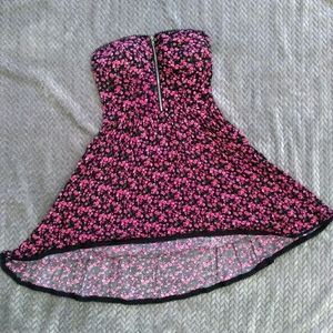 Floral Print Strapless Skater Dress